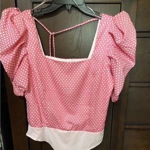Pink and White Bodysuit Blouse